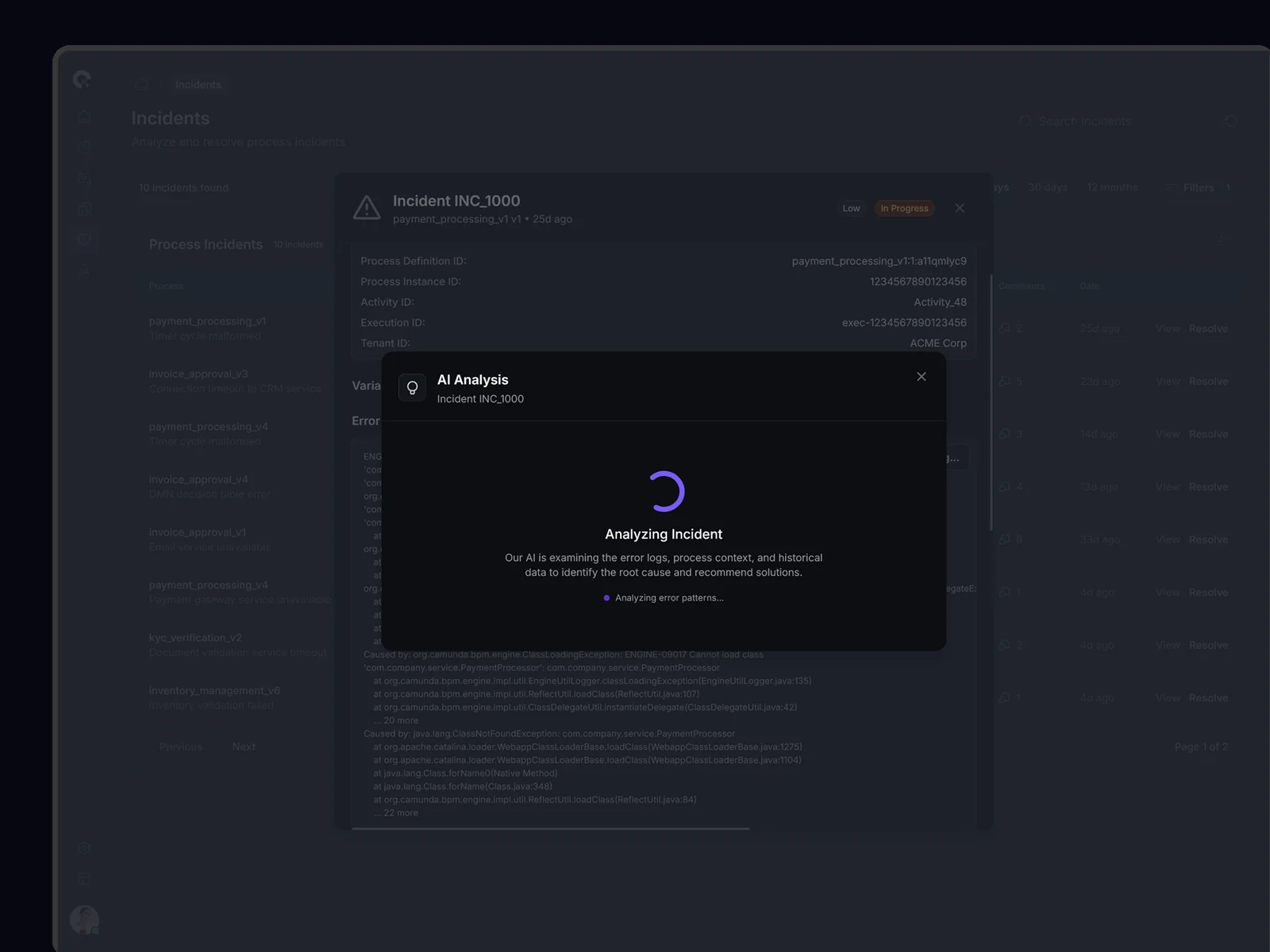 CAMUNDA AI-Powered Incident Analysis - Machine Learning Process Diagnostics
