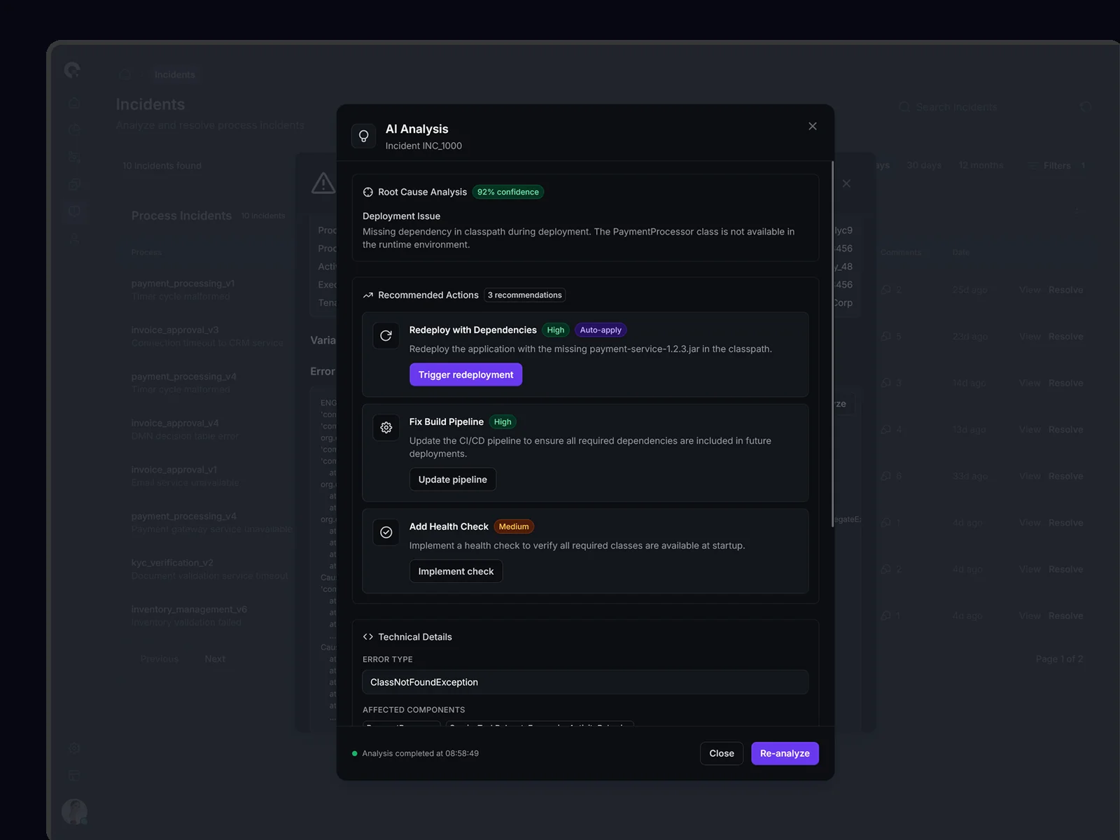 CAMUNDA AI Analysis Results - Root Cause Detection for Process Issues