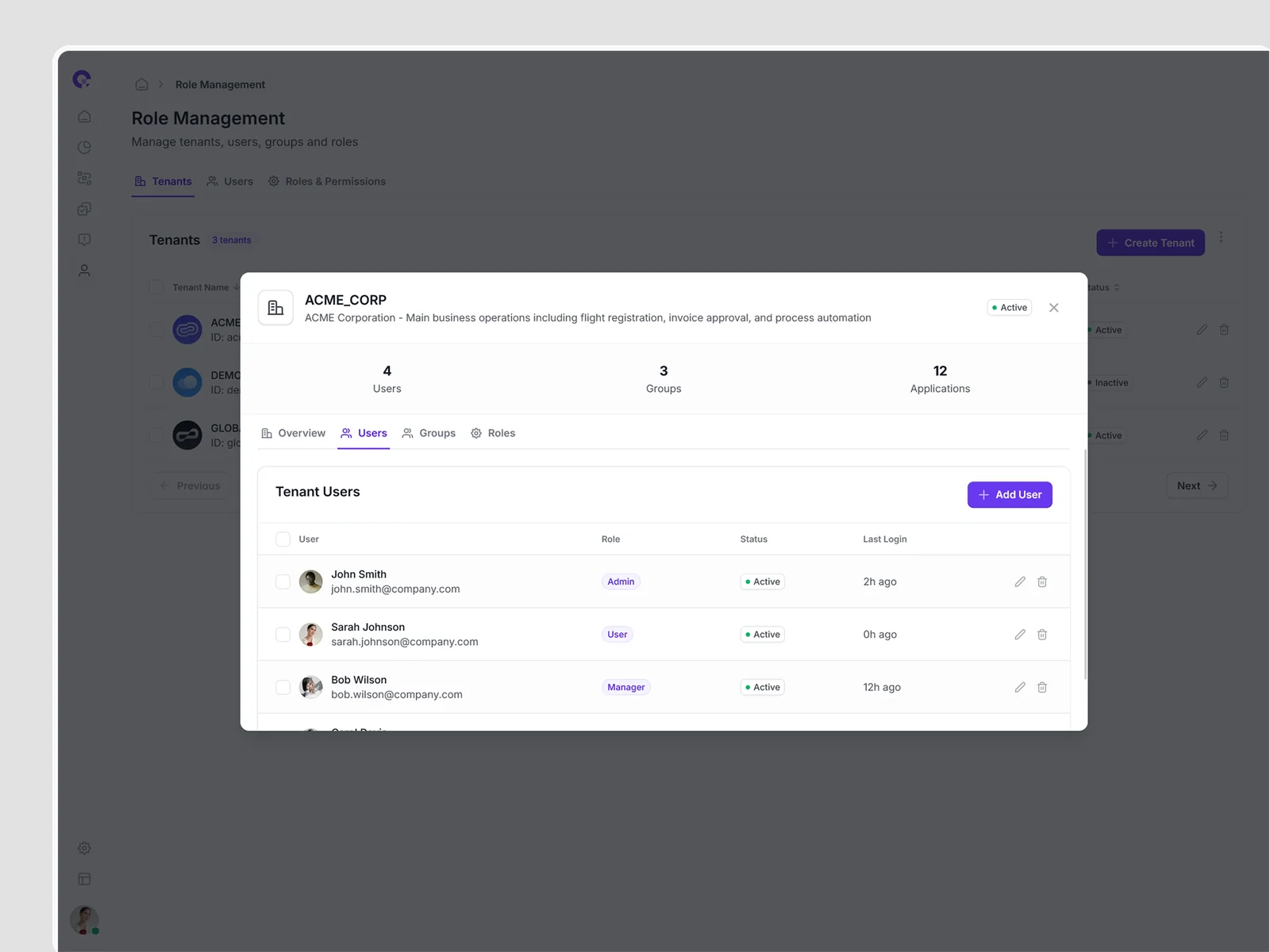 CAMUNDA Tenant Detail User Management - Tenant-Specific Access Control