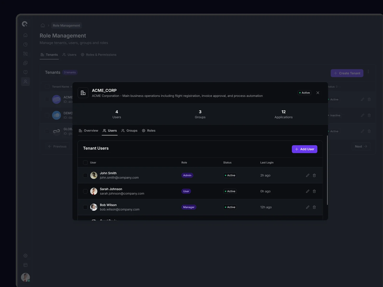 CAMUNDA Tenant Detail User Management - Tenant-Specific Access Control
