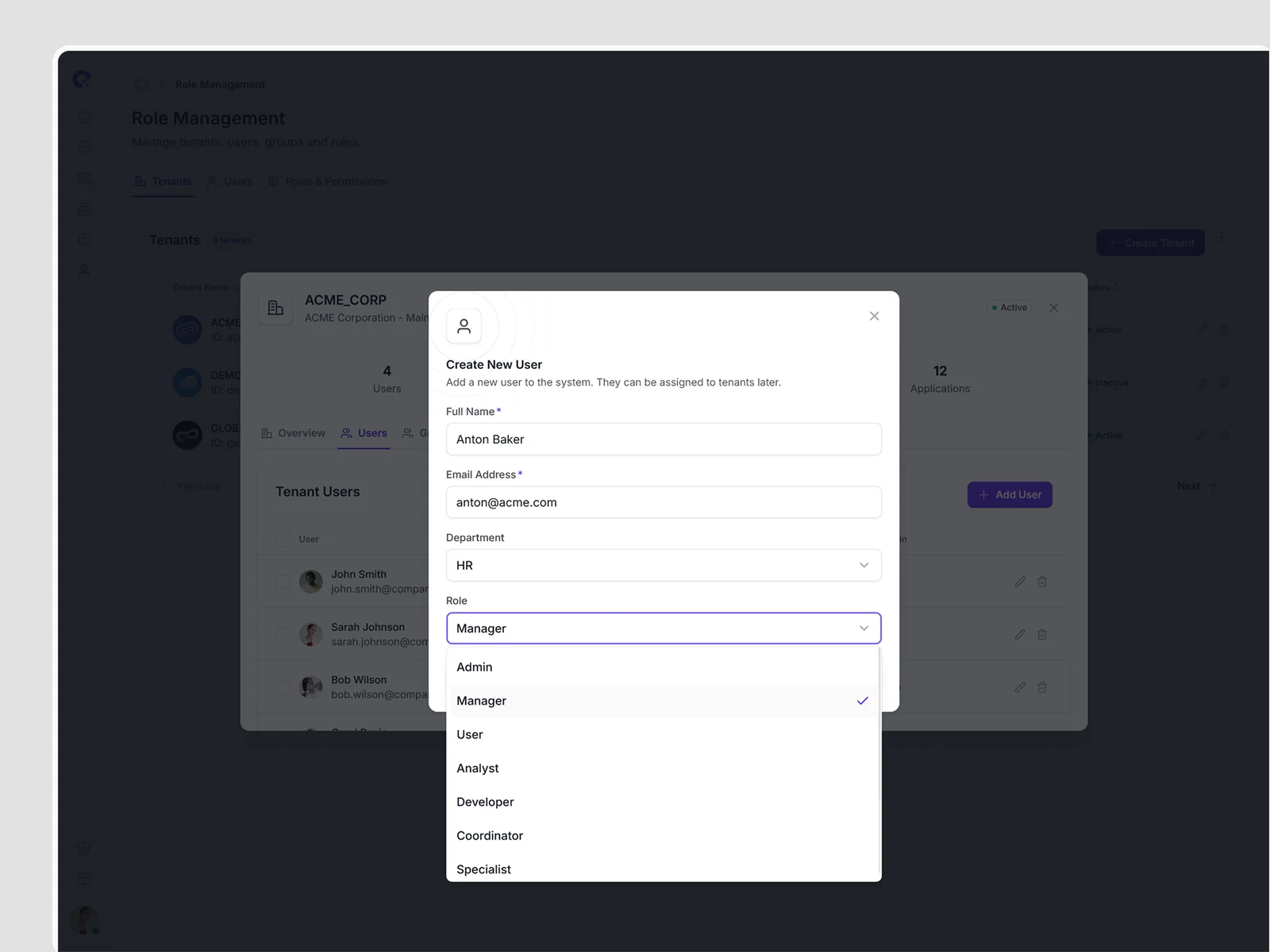 CAMUNDA User Creation Interface - Identity Management System