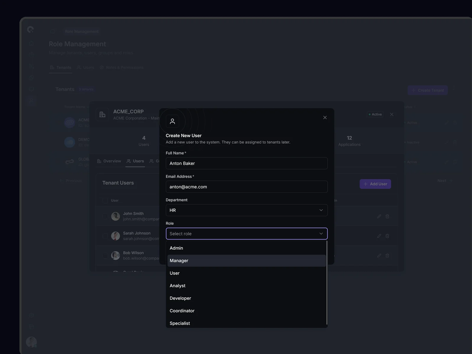 CAMUNDA User Creation Interface - Identity Management System