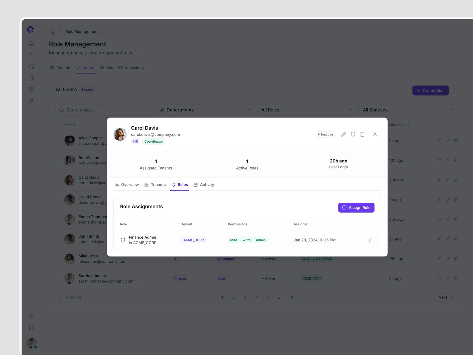 CAMUNDA User Detail Role Management - Permission Assignment Interface