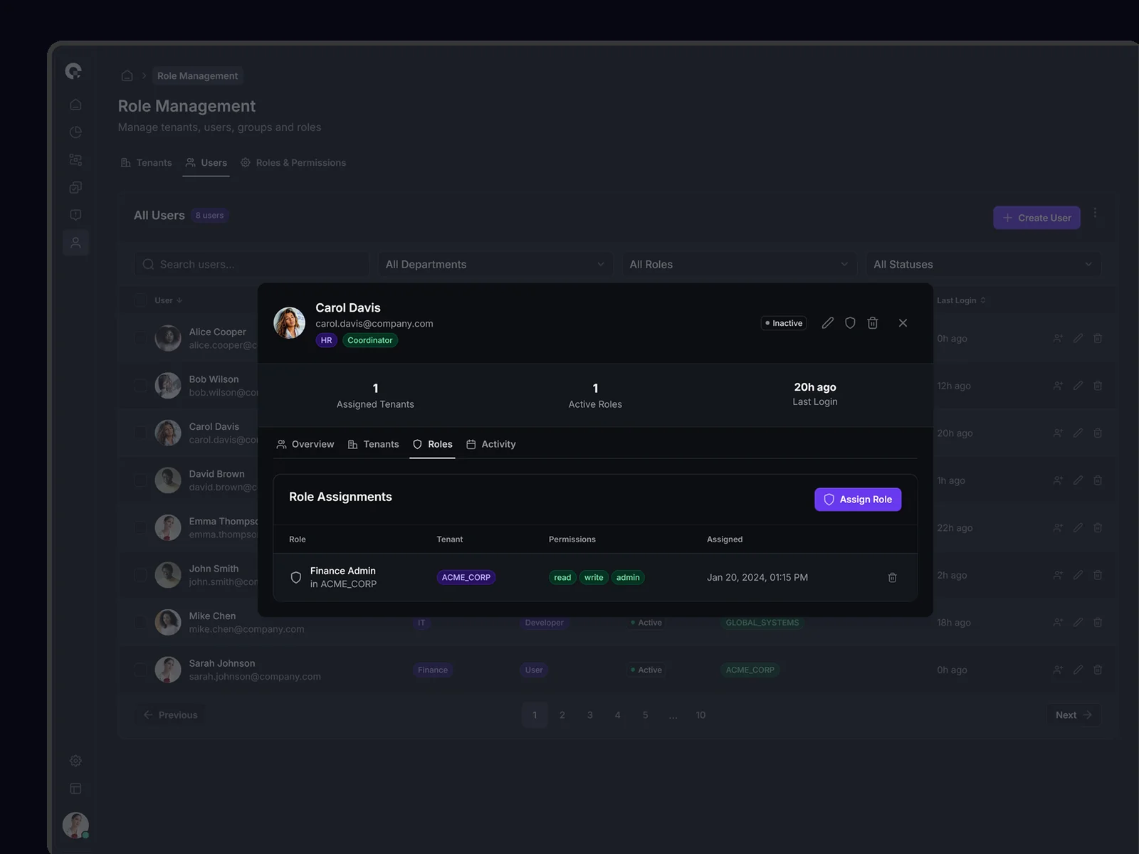 CAMUNDA User Detail Role Management - Permission Assignment Interface