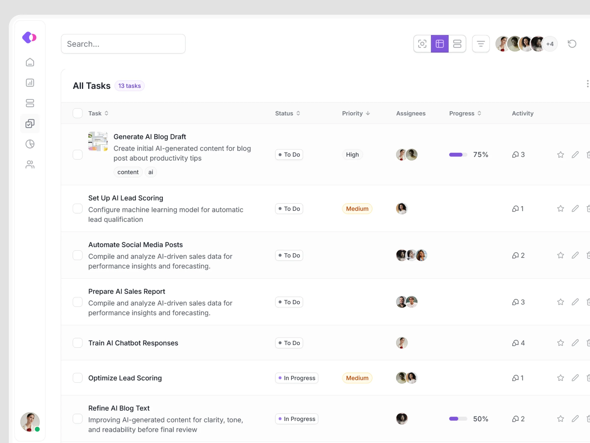 Task AI Table View