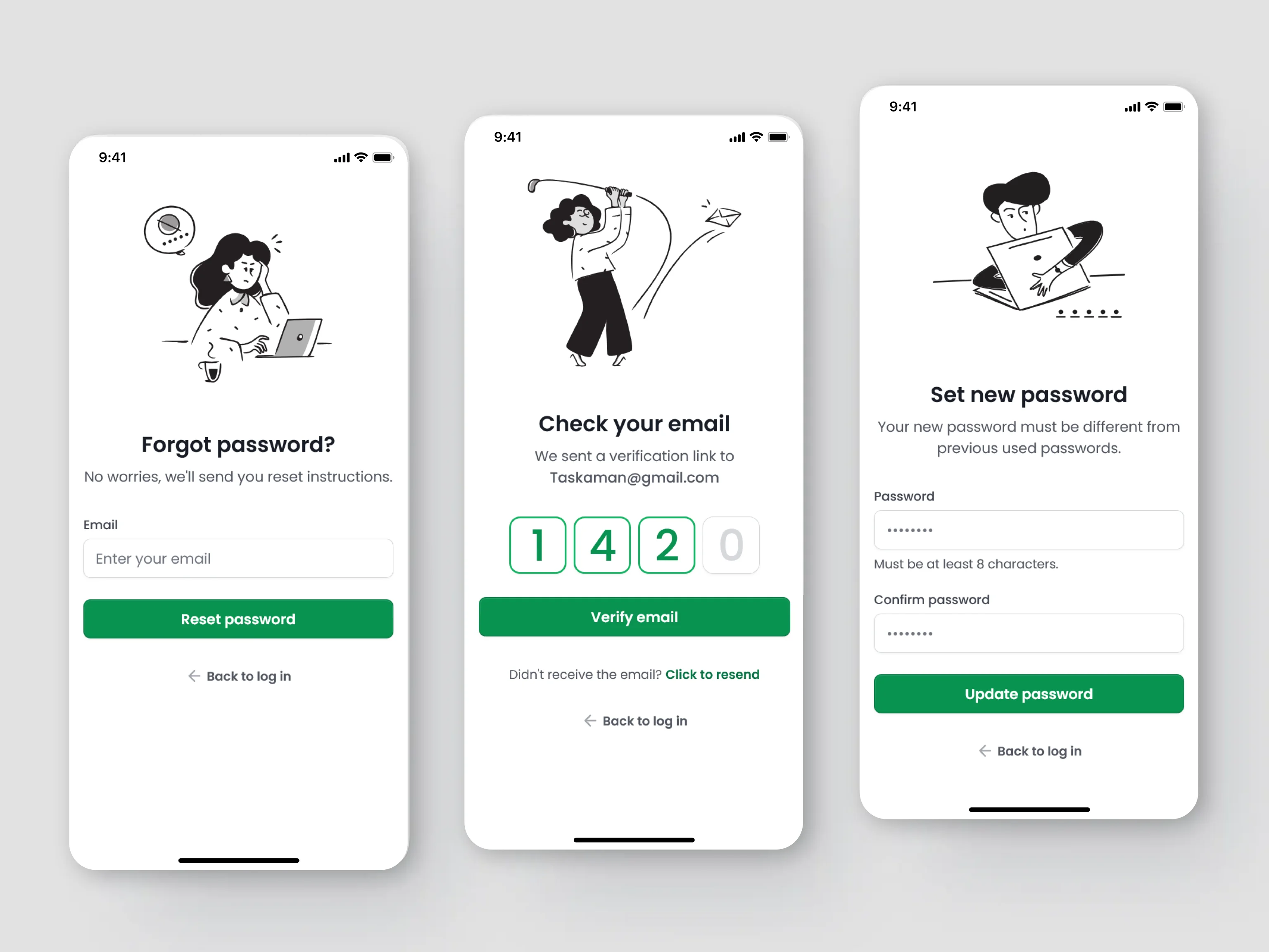 Taskana Password Recovery Flow