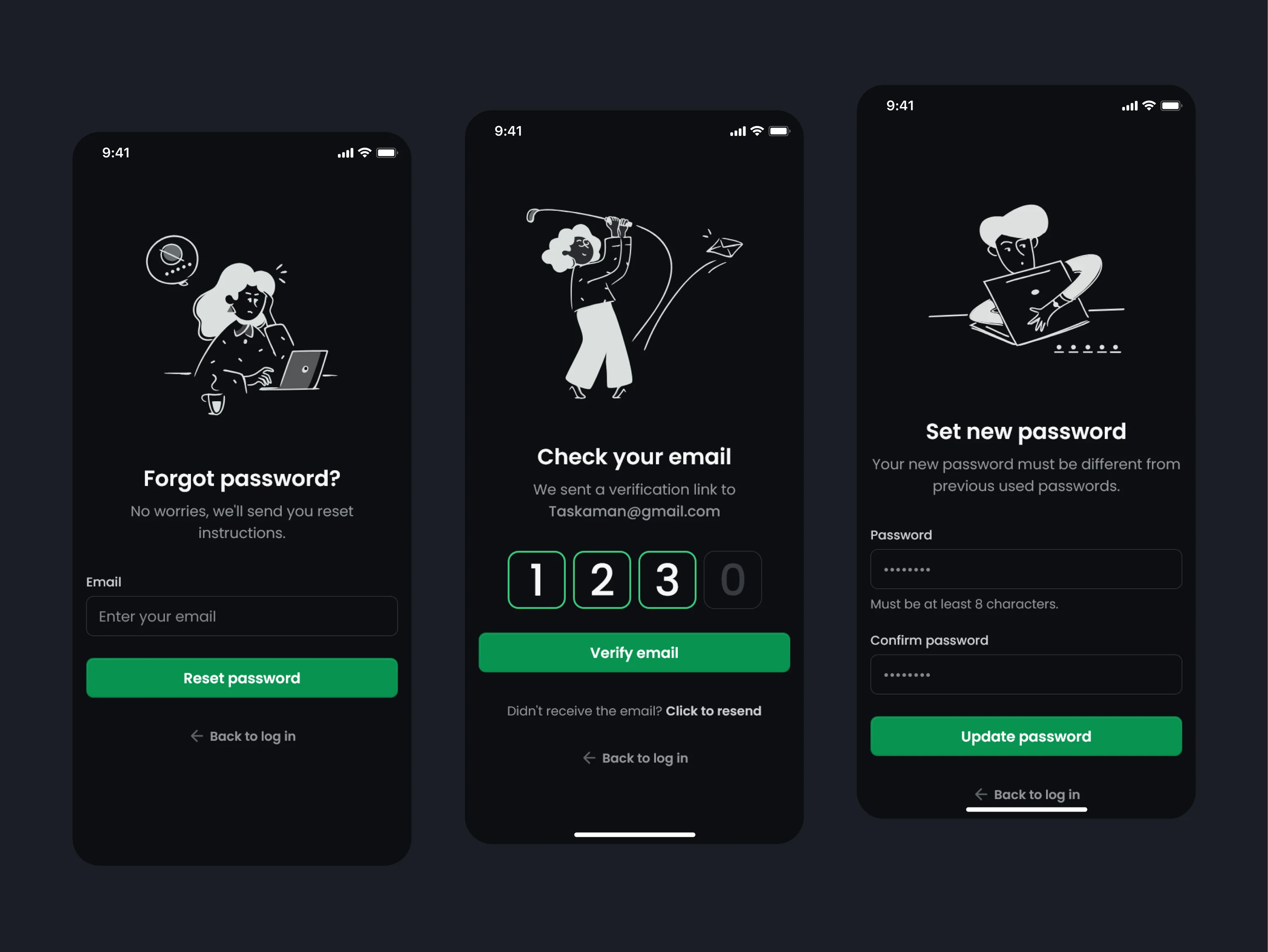 Taskana Password Recovery Flow
