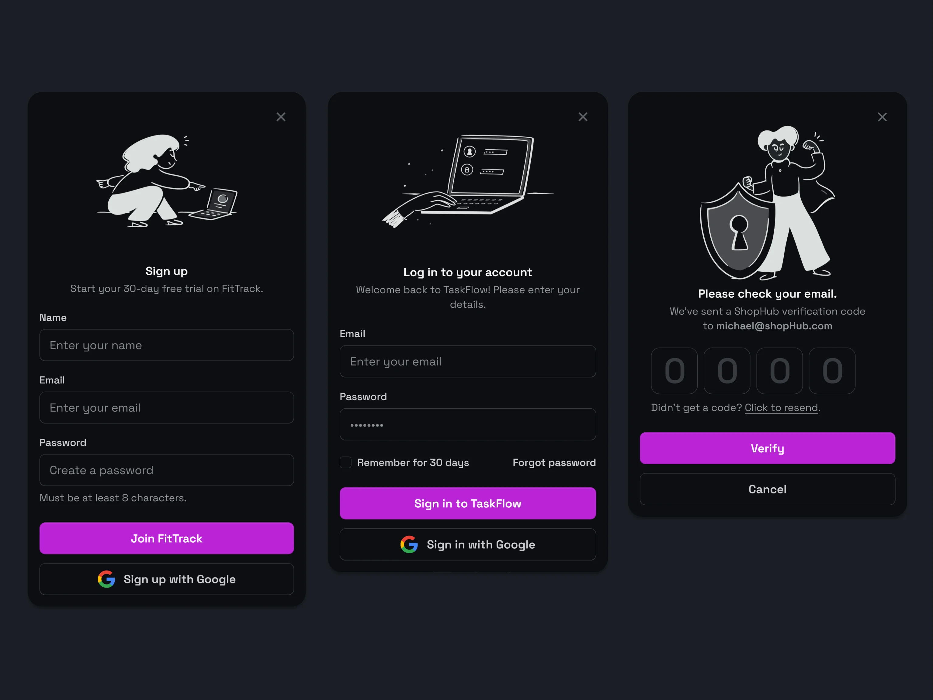 Authentication Modals