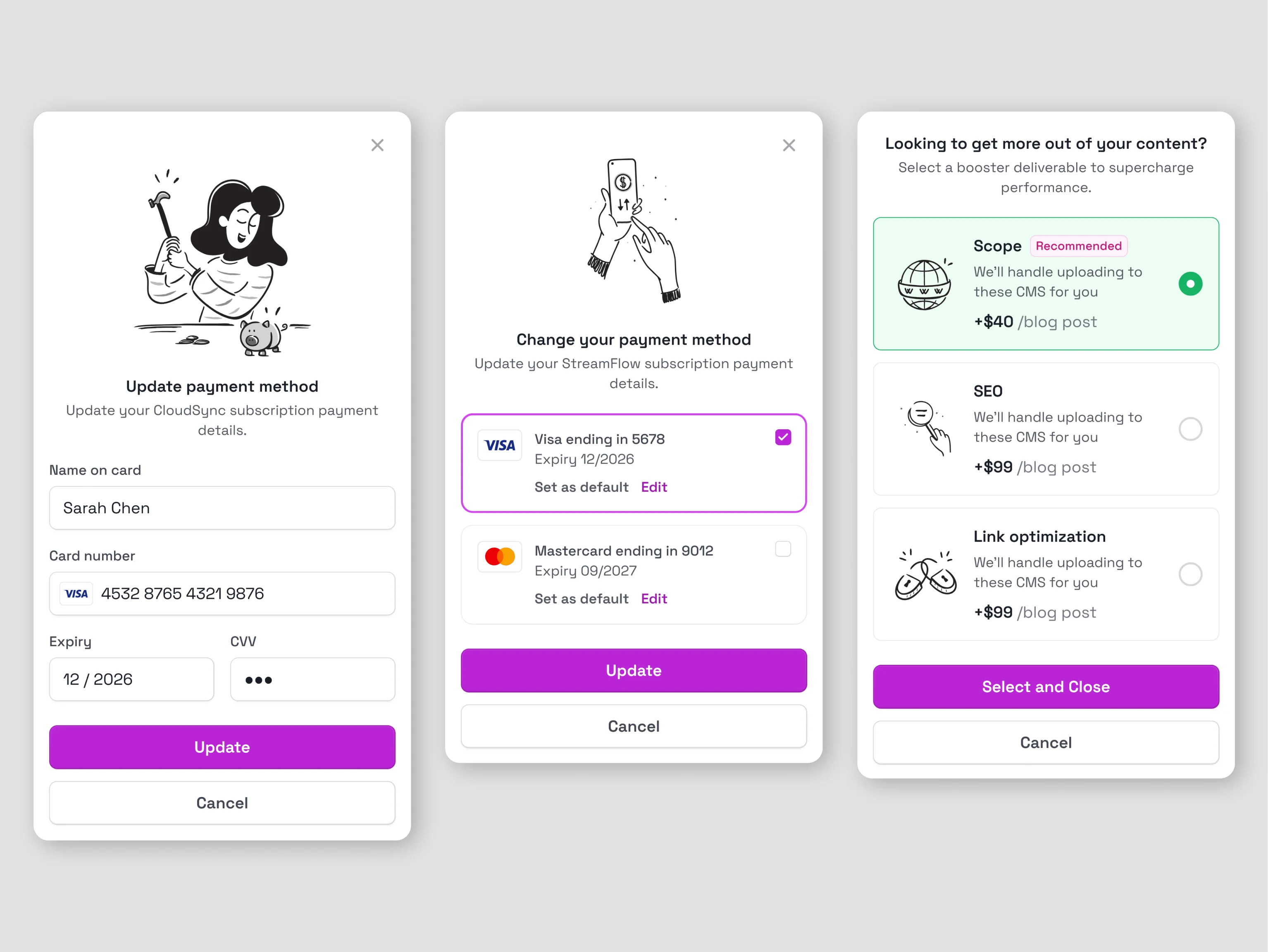 Payment Update Modal