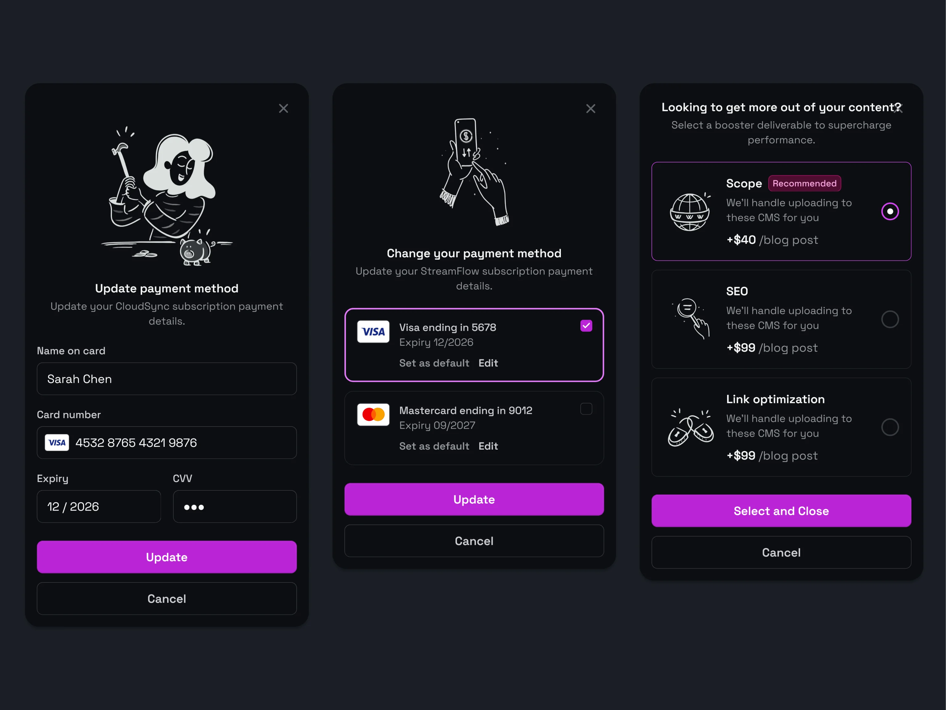 Payment Update Modal